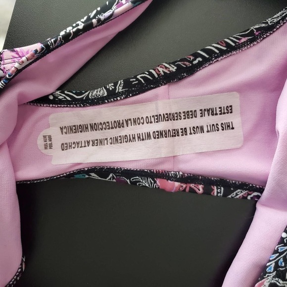 Shade & Shore Tropical Black Floral 2 Piece Swimsuit Ruffled Bikini Set - Picture 6 of 8